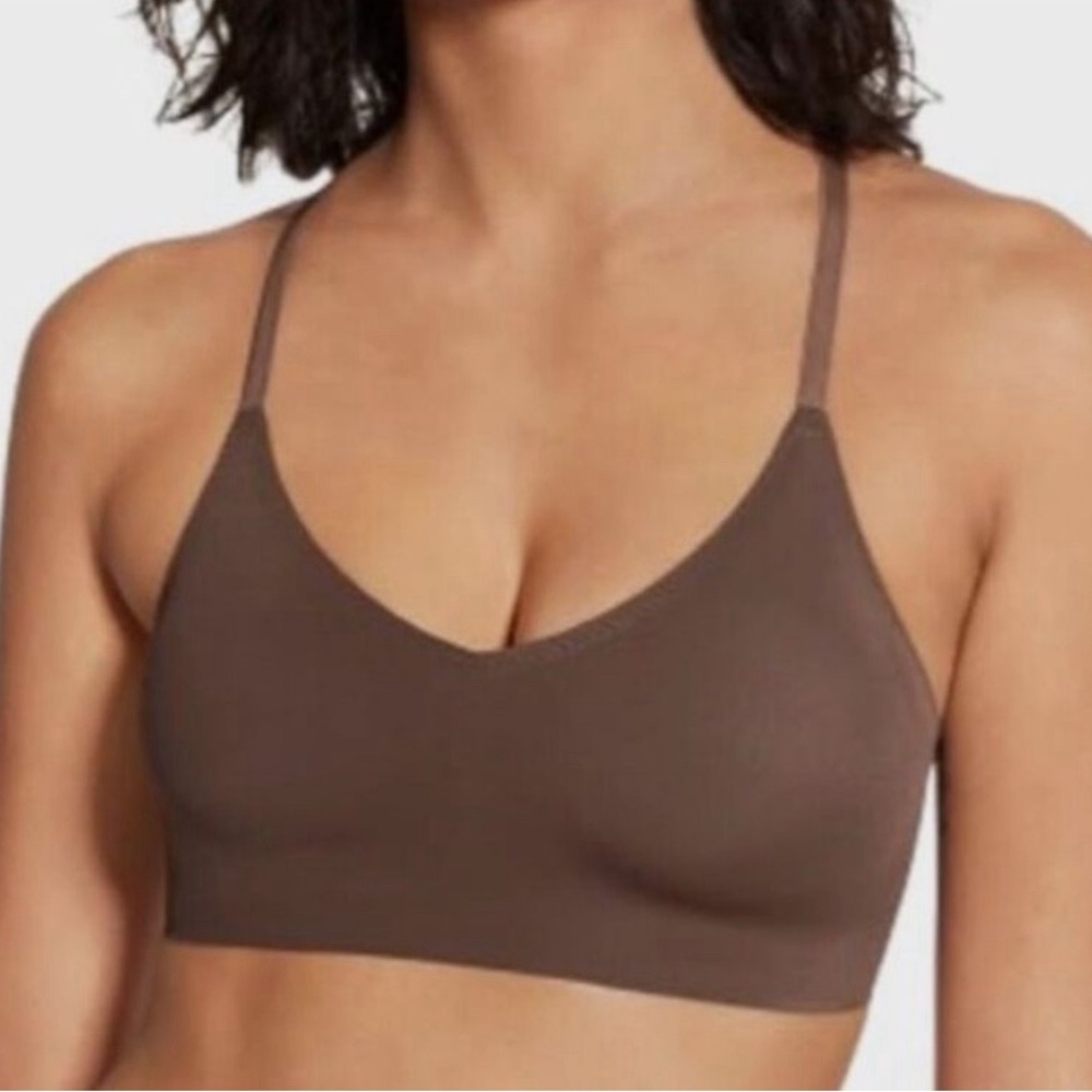 True & Co Women’s Lace Bralette Racerback Adjustable Strap Bra Brown S